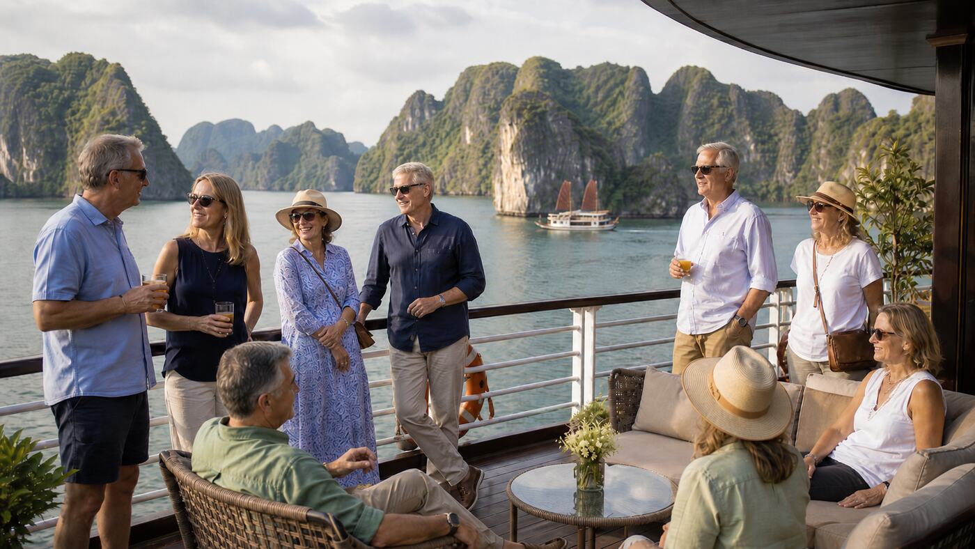 Affinity group on a Ha Long or Lan Ha Bay cruise