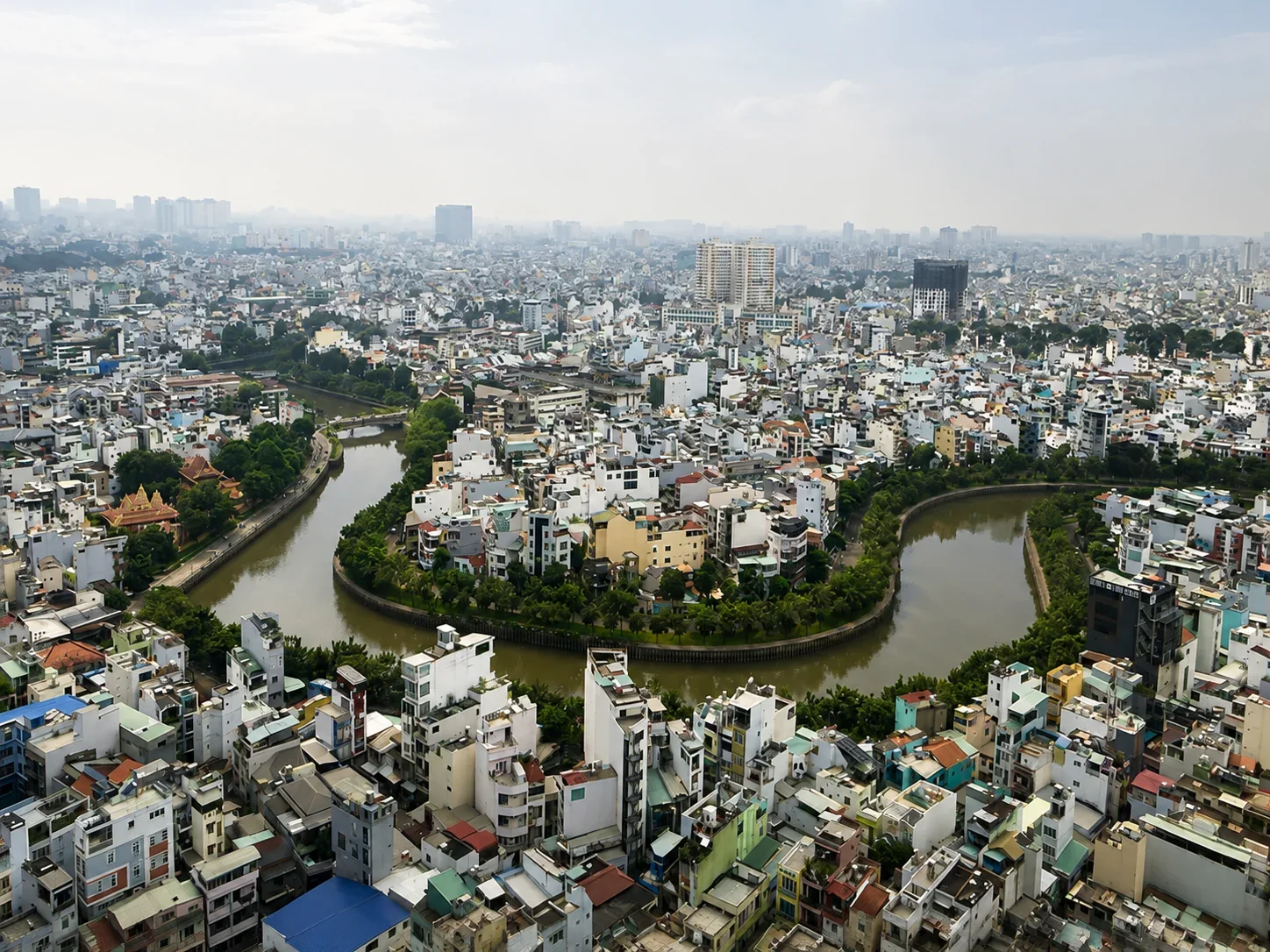 Aerial view of a Ho Chi Minh City canal
