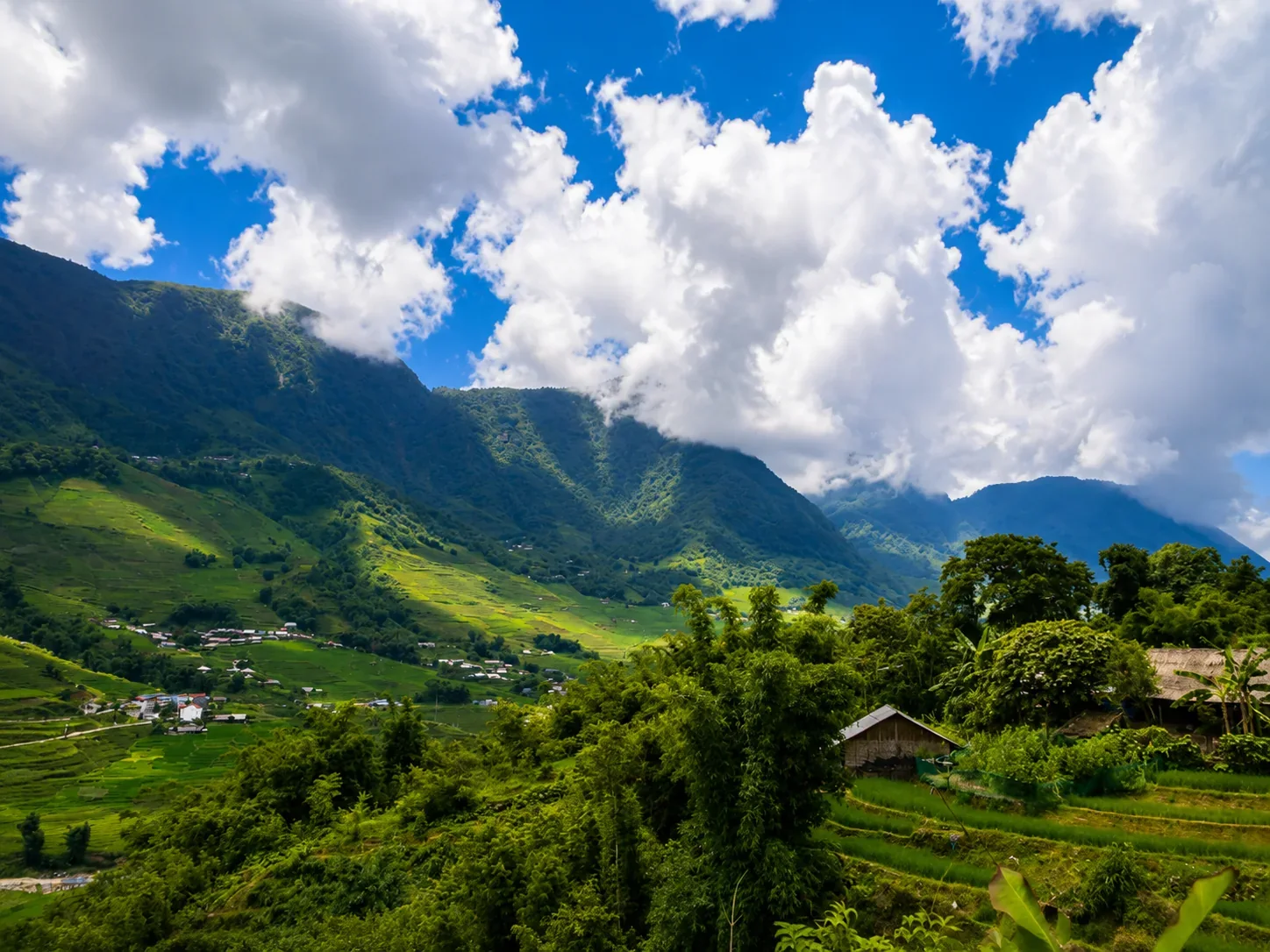Mountain road landscape in northern Vietnam