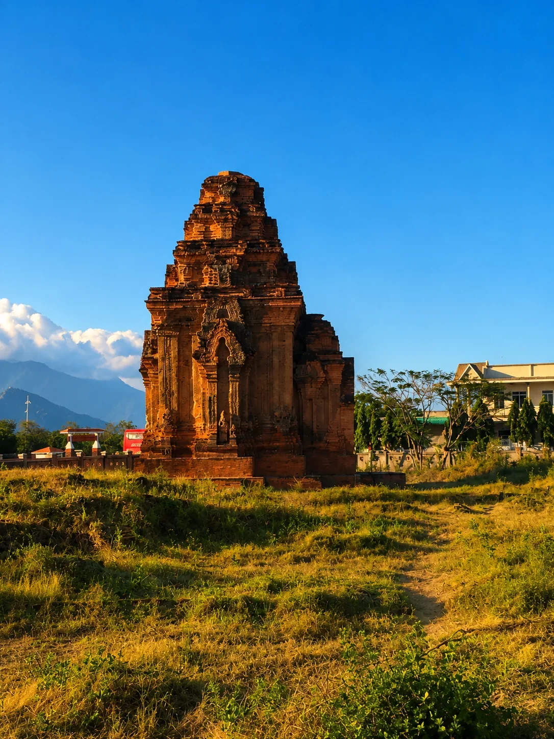 Cham tower in Ninh Thuan at golden hour