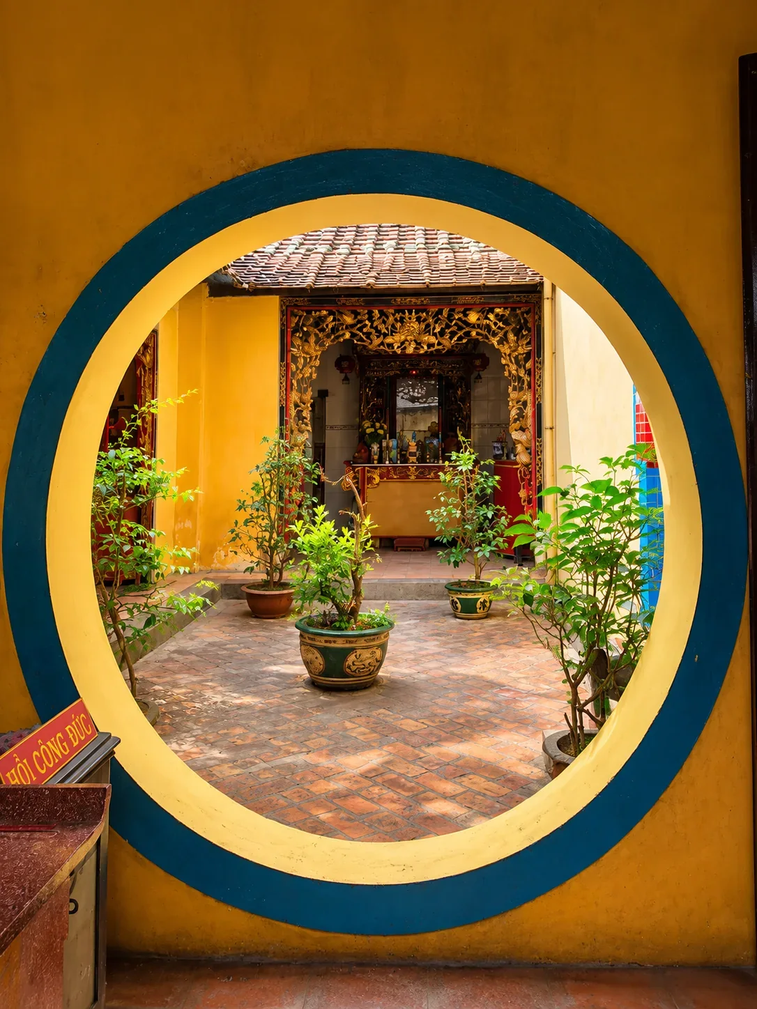Moon gate in a traditional courtyard