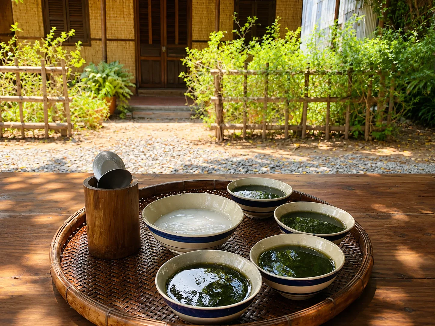 Vietnamese herbal jelly served at a village house