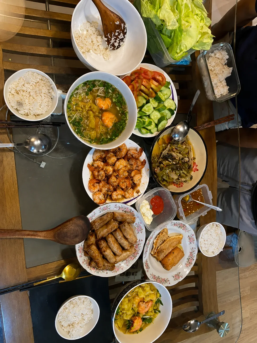 Vietnamese family meal served in Hue