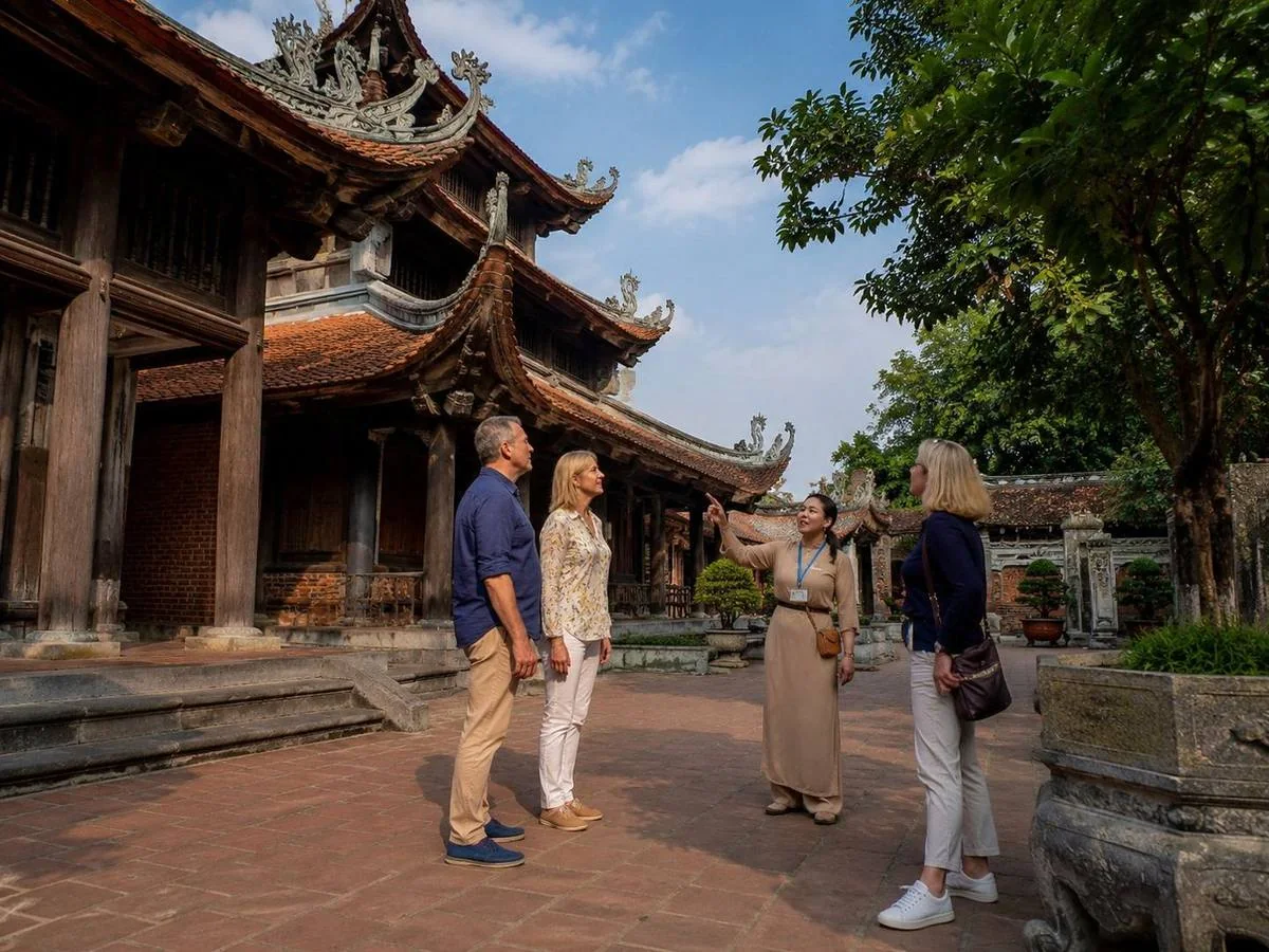 Historic courtyard visited by adult travellers