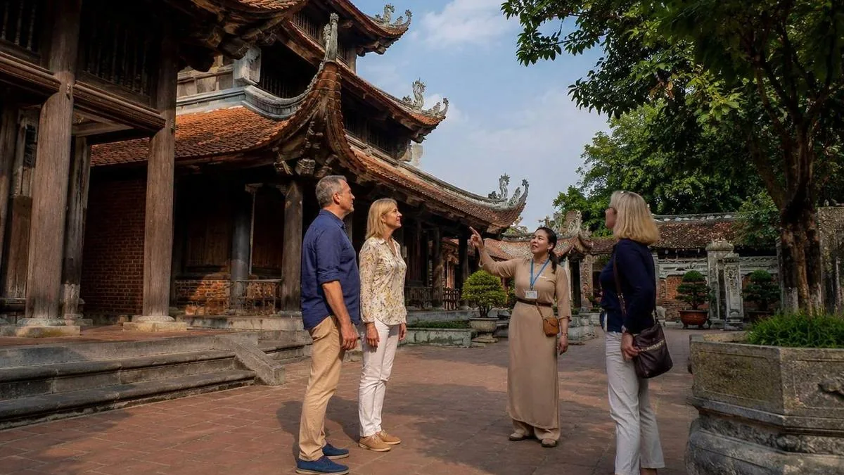 Buddhist temple courtyard in Vietnam